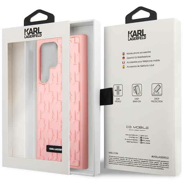 Obal Vzor Karl Lagerfeld Monogram 3D - Obal Samsung Galaxy S23 Ultra (růžový) Case