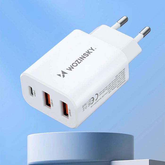 Caricatore da muro Wozinsky CWCUCW 30 W USB-C / 2 x USB-A - bianco