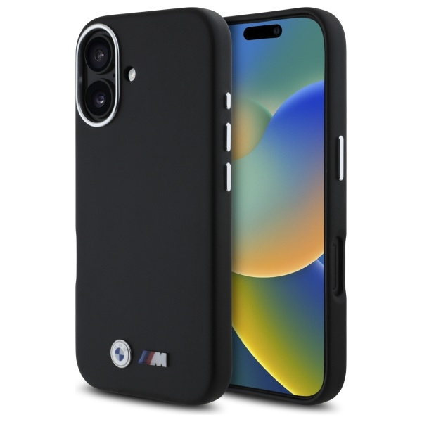 Cover BMW iPhone 16 nero/nero durocase M Smooth Full Wrapped Metal