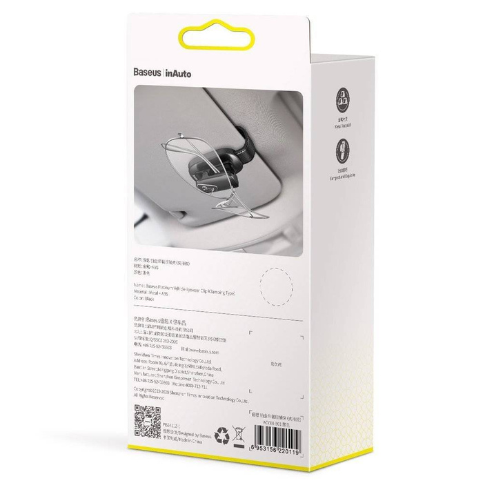 Baseus clip supporto auto per occhiali per occhiali nero (ACYJN-B01)