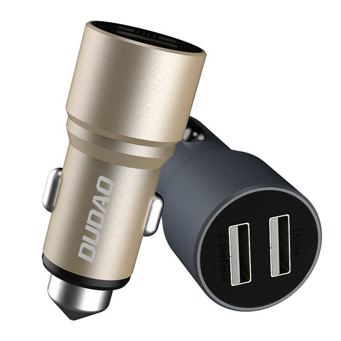 Caricabatteria per auto Dudao 2x USB 3.1A grigio (R5 grigio)