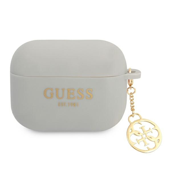 Hülle GUESS Apple AirPods Pro Abdeckung Silikon Charme 4G Sammlung grau Case