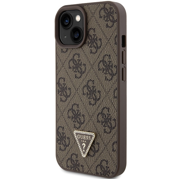 Guess GUHCP15SP4TDPW iPhone 15 6.1" marron/marron durcase Cuir 4G Triangle Strass