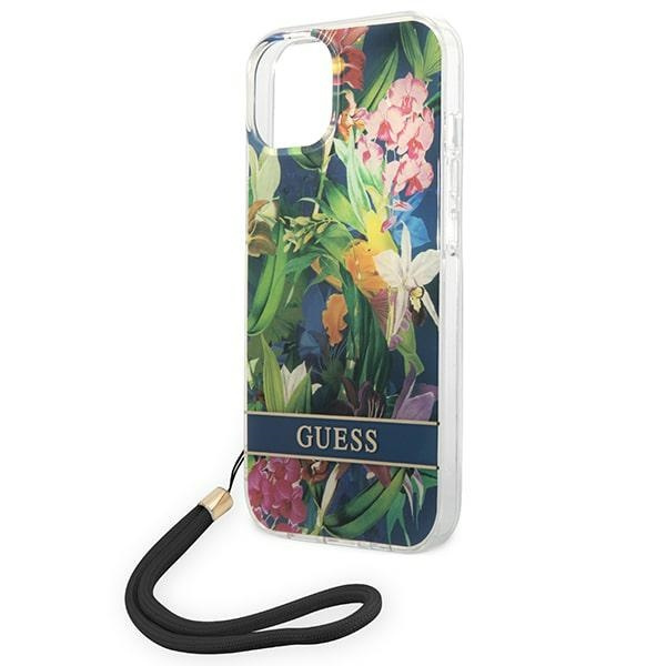 Guess GUOHCP14SHFLSB iPhone 14 6.1" blau/blau hartcase Flower Strap