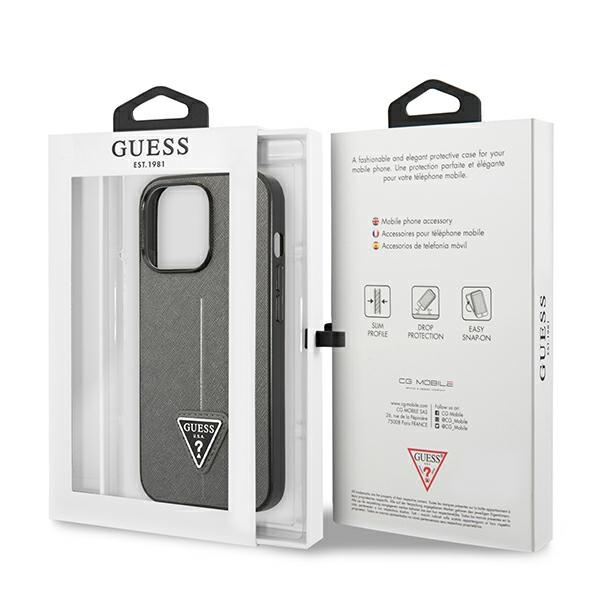 Hülle Guess GUHCP14XPSATLG iPhone 14 Pro Max 6,7" silber/silber hartcase SaffianoDreieck Logo