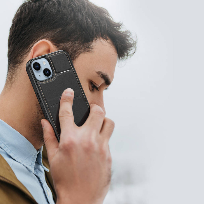 3-in-1-Brieftaschenhülle mit Ständer für iPhone 15 MagSafe RFID-Blockierung Dux Ducis Rafi Mag – Schwarz