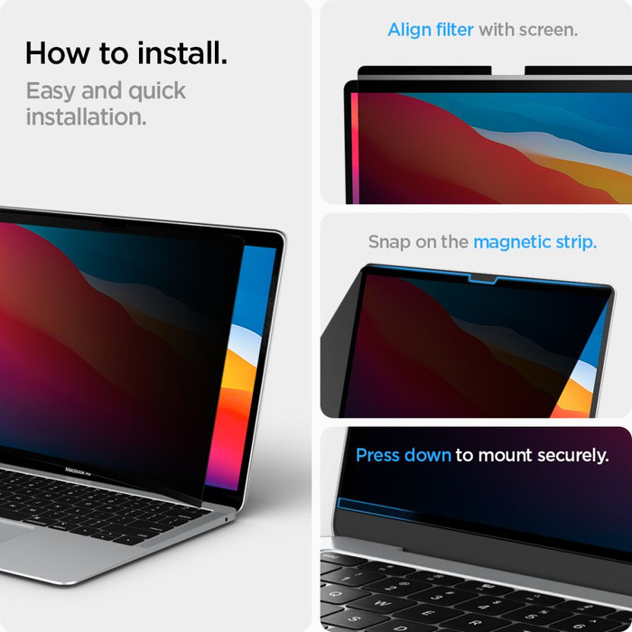Película de pantalla PRIVATIZANDO Spigen MACBOOK AIR 13 M2 / M3 / M4 / 2023-2025 VISTA SEGURA