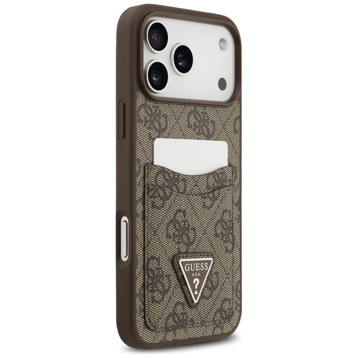 Etui Guess 4G Double Card Triangle do    iPhone 17 Pro Max brązowy