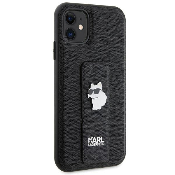 Etui Karl Lagerfeld KLHCN61GSACHPK iPhone 11 / Xr 6.1" czarny/black hardcase Gripstand Saffiano Choupette Pins Case