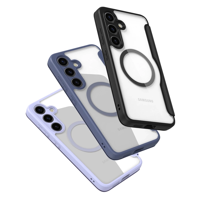 Custodia Dux Ducis Skin X Pro per Samsung S24+ con anello magnetico e patta - nera