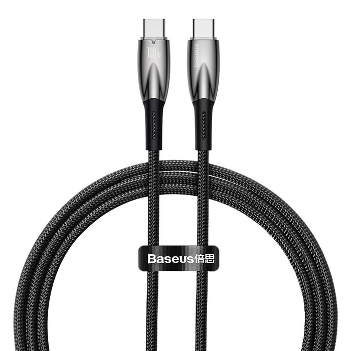 Baseus Řada Glimmer kabel s rychlým nabíjením USB-C 480Mbps PD 100W 1m černá