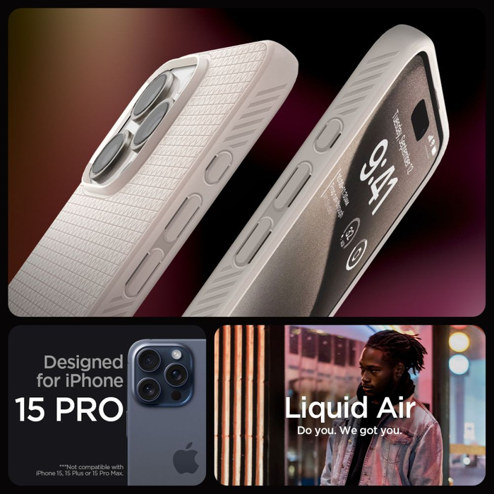 Funda Spigen Liquid Air iPhone 15 Pro Titanio Natural