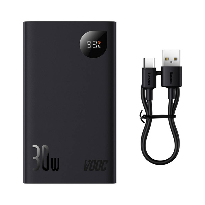 Baseus Adaman2 Powerbank mit bildschirmem digital 20000mAh 30W 2 x USB / 1x USB Typ C Power Delivery Quick Charge SCP, Oppo Super VOOC schwarz (PPAD050101)