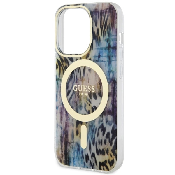 Hülle Guess GUHMP14XHLEOPWB iPhone 14 Pro Max 6,7" blau/blau hartcase Leopard MagSafe Case