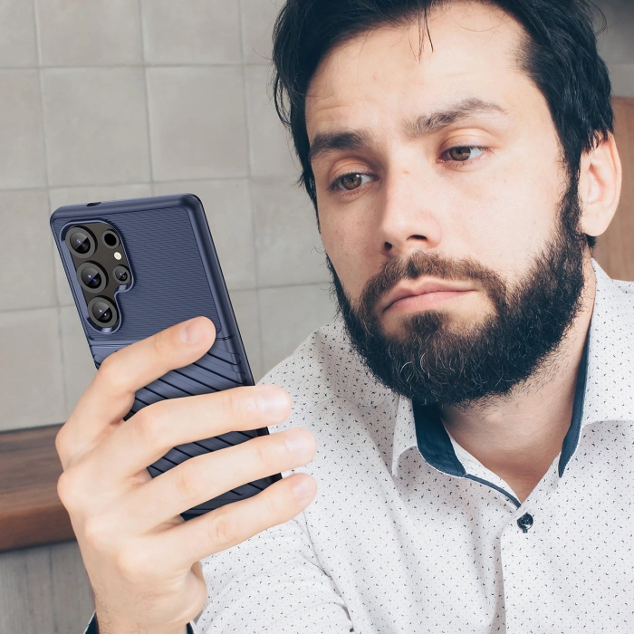 Thunder Case Hülle für Samsung Galaxy S25 Ultra Silikon Panzerhülle - Blau