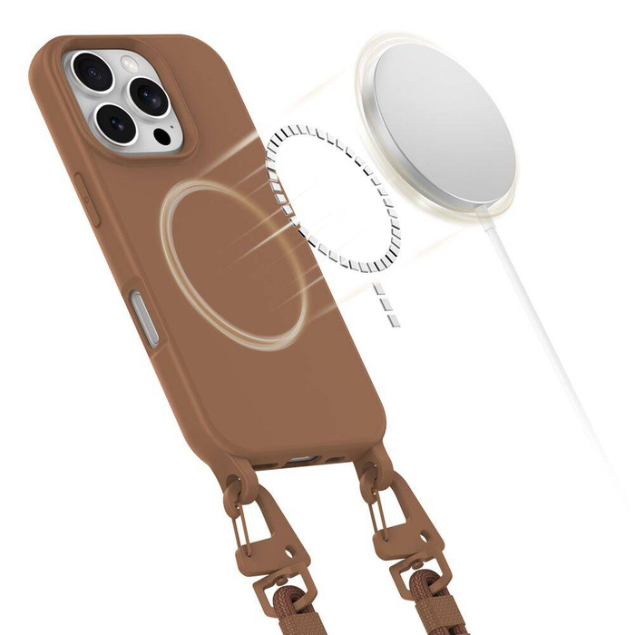 ETUI TECH-PROTECT MAGNECKLACE MAGSAFE IPHONE 16 PRO CHOCOLATE BROWN