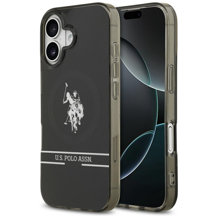 Etui US Polo DH and Bottom Stripe Logo   MagSafe do iPhone 17 czarny