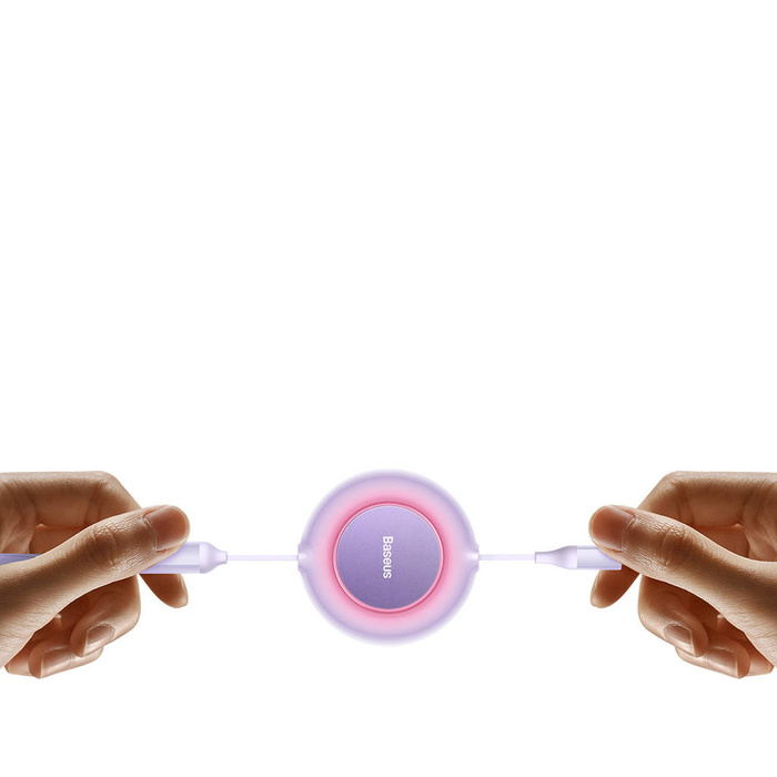 Câble rétractable Baseus Bright Mirror 2 3en1 USB Type C - micro USB + Lightning + USB Type C 3.5A 1.1m violet (CAMJ010205)