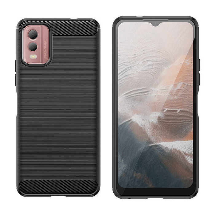 Funda de silicona Carbon Case para Nokia C32 - negra