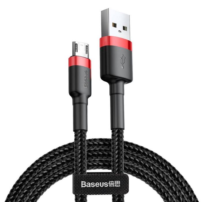 Baseus Cafule Cable Durable Nylon Braided Wire USB / micro USB QC3.0 2.4A 1M black-red (CAMKLF-B91)