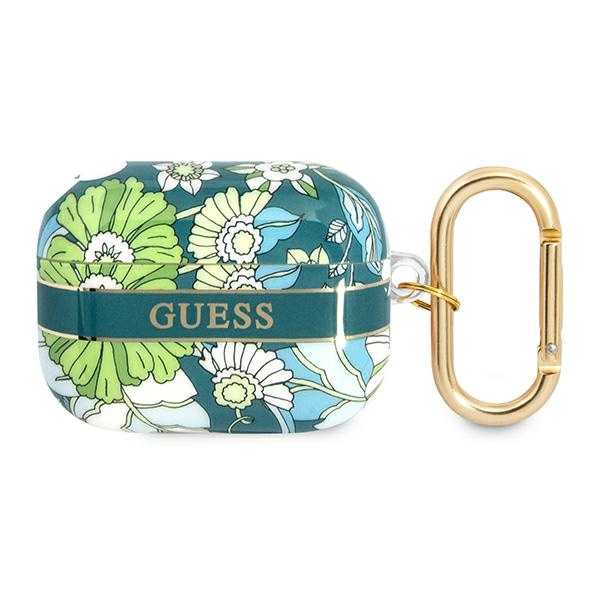 Hülle GUESS Apple AirPods Pro Abdeckung Blume Riemen Sammlung Grün Case