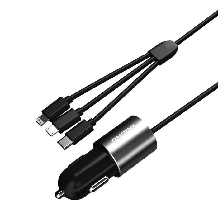 Dudao 3in1 charger car USB 3.4 A built-in cable Lightning / USB Type C / micro USB black (R5ProN black)