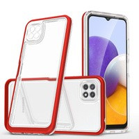 Funda transparente 3 en 1 para Samsung Galaxy A22 5G Frame Gel Cover Red