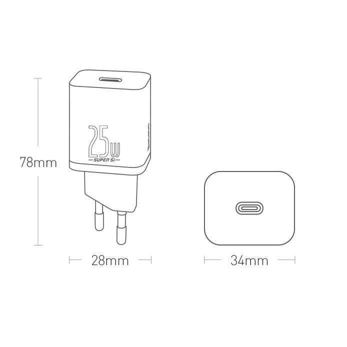 Baseus Super Si  Quick Charger 1C 25W EU White