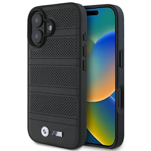 Coque BMW iPhone 16 6.1" noir/noircase M Perforated And Stitched Line MagSafe