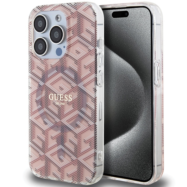 Etui Guess GUHMP15LHGCUSTGP iPhone 15 Pro 6.1" różowy/pink hardcase IML GCube MagSafe Case
