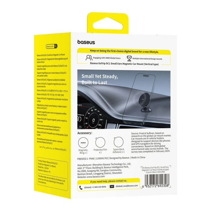 Uchwyt magnetyczny Baseus GoTrip DC1 kompatybilny z MagSafe na szybę/deskę rozdzielczą - czarny