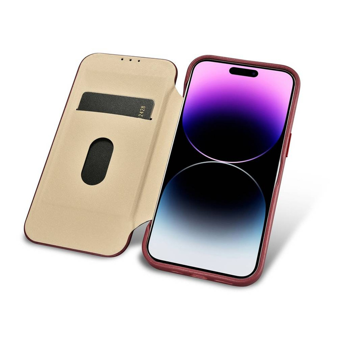 iCarer CE Premium Leather Folio Case for iPhone 14 Pro Max Flip Magnetic MagSafe Red (WMI14220716-RD)