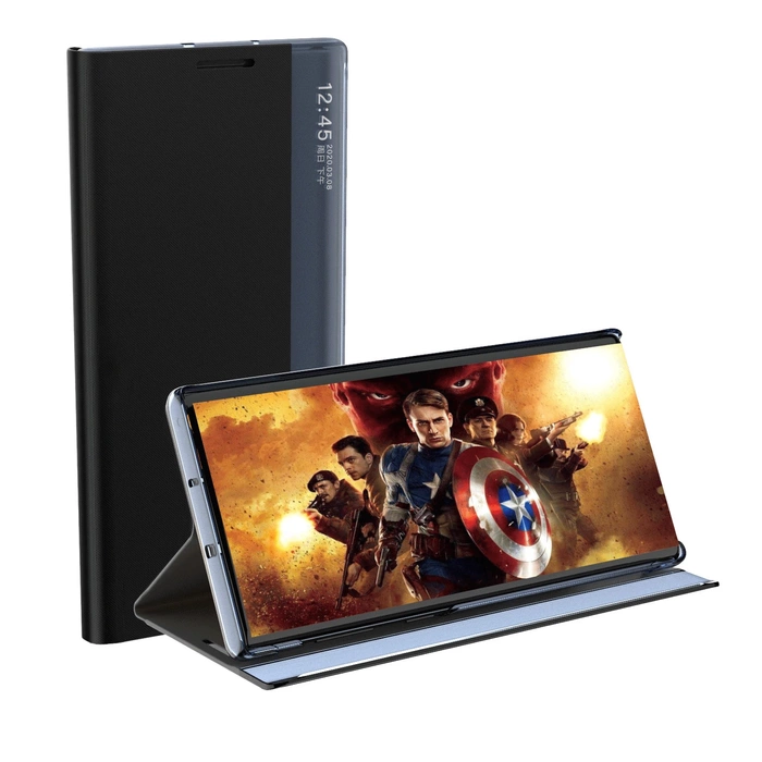 Nuova cover Sleep Case per Samsung Galaxy A14 con flip stand nero