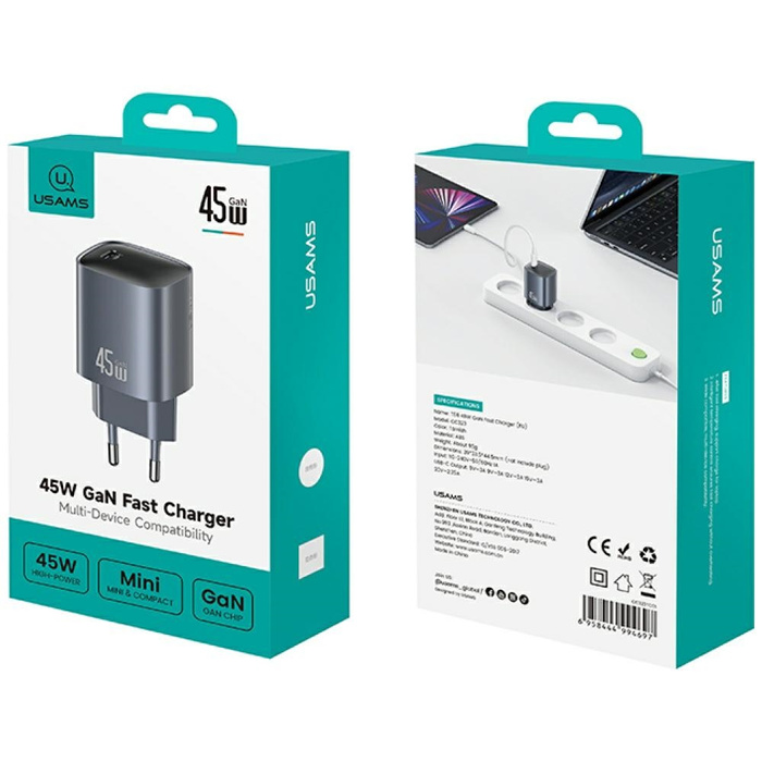 Ładowarka sieciowa USAMS T66 45W GaN     Fast Charger tarnish