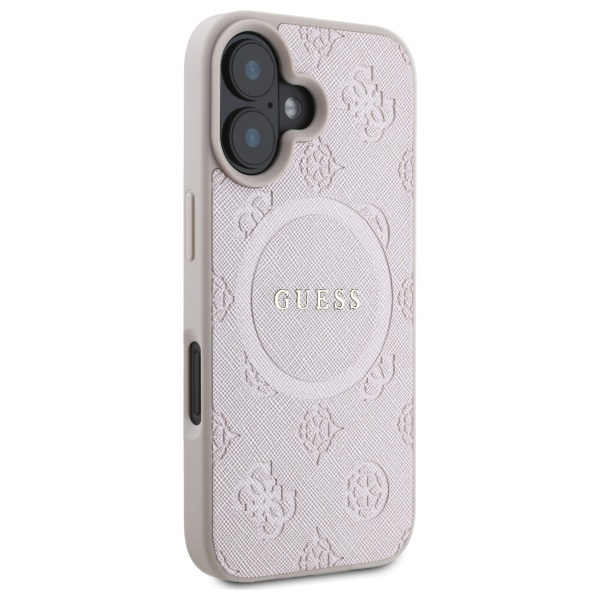 Etui Guess iPhone 16 6,1" różowy/pink HC MagSafe Safiano Peony Classic Logo
