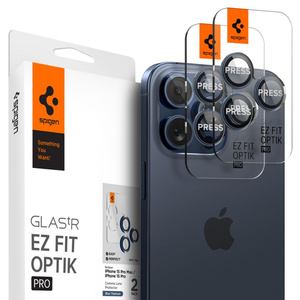 Spigen iPhone Protecteur de caméra Optik.tr "ez Fit" Protecteur de caméra 2-pack 14 Pro / Pro Max / 15 Pro / Pro Max Blue Titanium