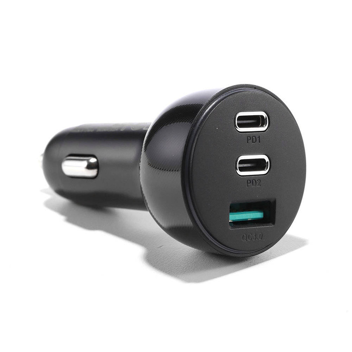 Cargador de coche Joyroom 70W con 3 puertos: USB, 2 x USB C negro (JR-CL26)