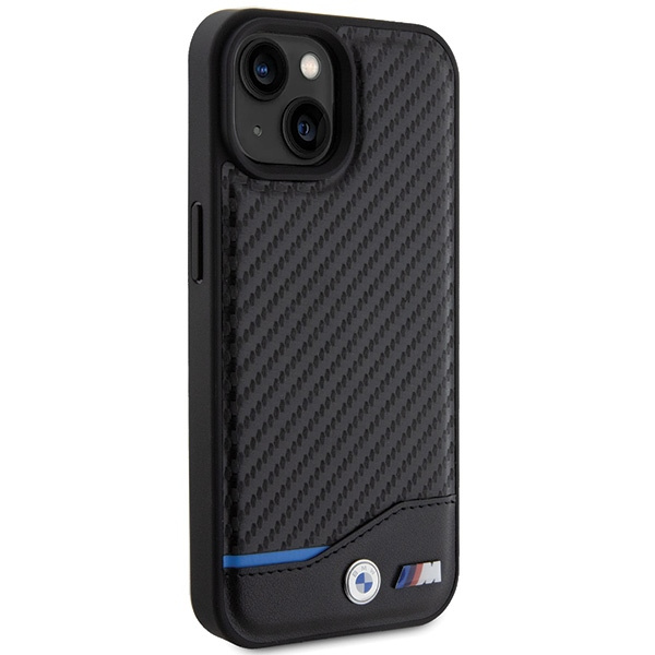 Etui BMW BMHCP15S22NBCK iPhone 15 6.1" czarny/black Leather Carbon Case