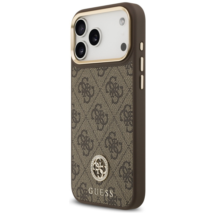 Etui Guess 4G Strass Logo MagSafe do     iPhone 17 Pro Max brązowy