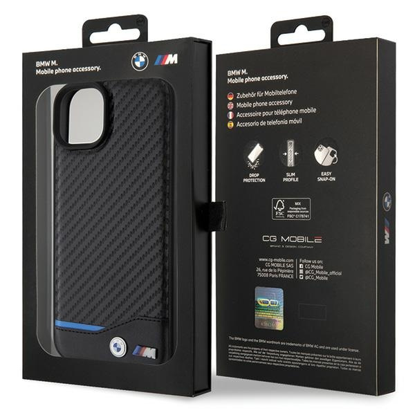 Etui BMW BMHCP15M22NBCK iPhone 15 Plus 6.7" czarny/black Leather Carbon Case