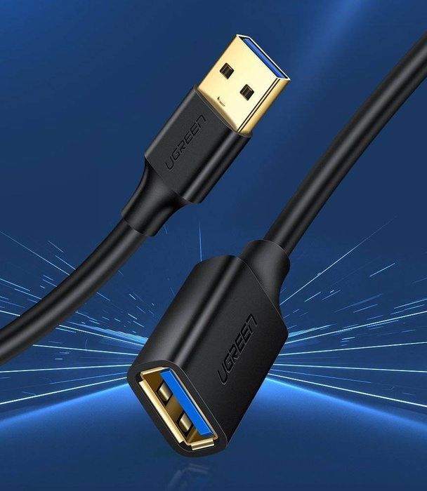 Ugreen Kábel hosszabbító adapter USB 3.0 (aljzat) - USB 3.0 (dugasz) 2 m fekete (US129 10373)