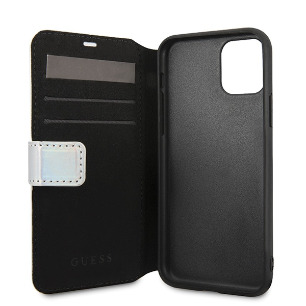 Pouzdro GUESS Apple iPhone 11 Pro Max Book Iridescent Silver Case