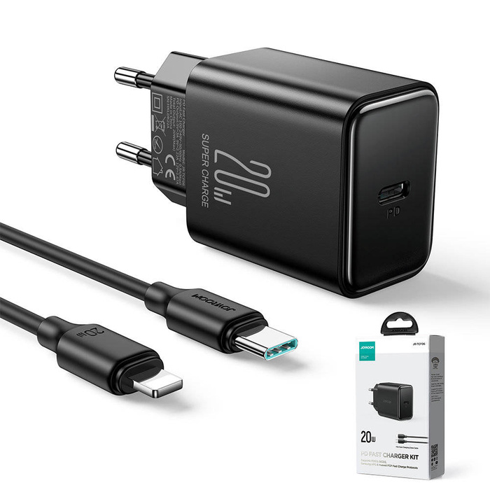 Caricabatterie USB C 20W PD Joyroom JR-TCF06 con cavo USB C - Lightning | nero