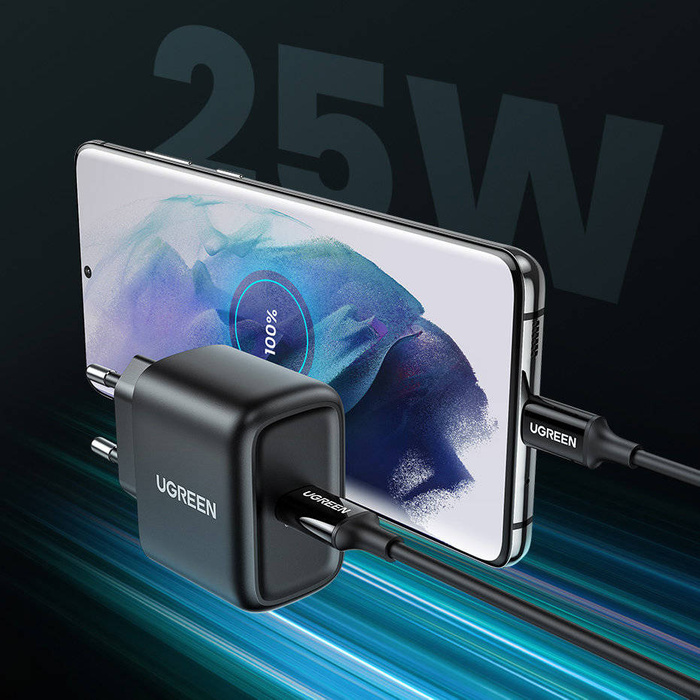 Ugreen USB Type C Ladegerät 25W Power Delivery + USB Type C Kabel 2m schwarz (50581)