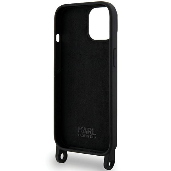 Cover Karl Lagerfeld KLHCP15SSCBSCNK iPhone 15 6,1" rigidocase nero/nero Crossbody Silicone Choupette Case
