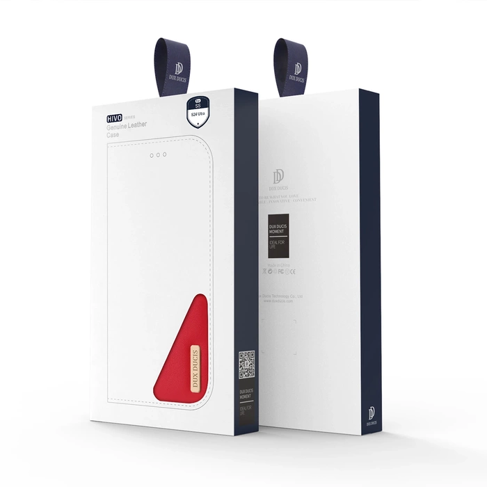 Etui Dux Ducis HIVo avec rabat et blocage RFID pour Samsung S24 Ultra - rouge