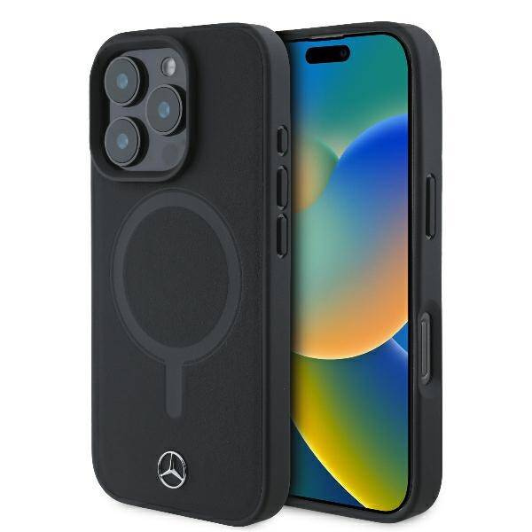 Etui Mercedes iPhone 16 Pro 6.3" czarny/black hardcase Smooth Leather MagSafe