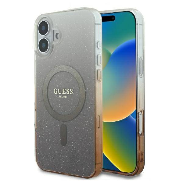 Etui Guess iPhone 16 Plus 6.7" brązowy/brown hardcase IML Glitter Gradient MagSafe