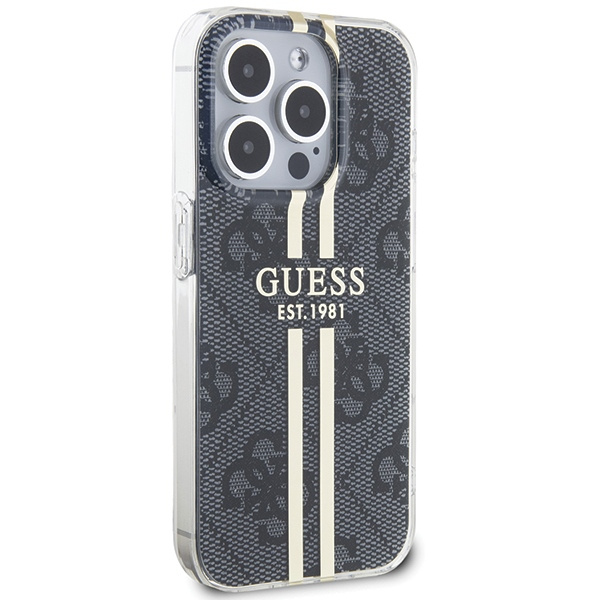 Etui Guess GUHCP15LH4PSEGK iPhone 15 Pro 6.1" czarny/black hardcase IML 4G Gold Stripe Case