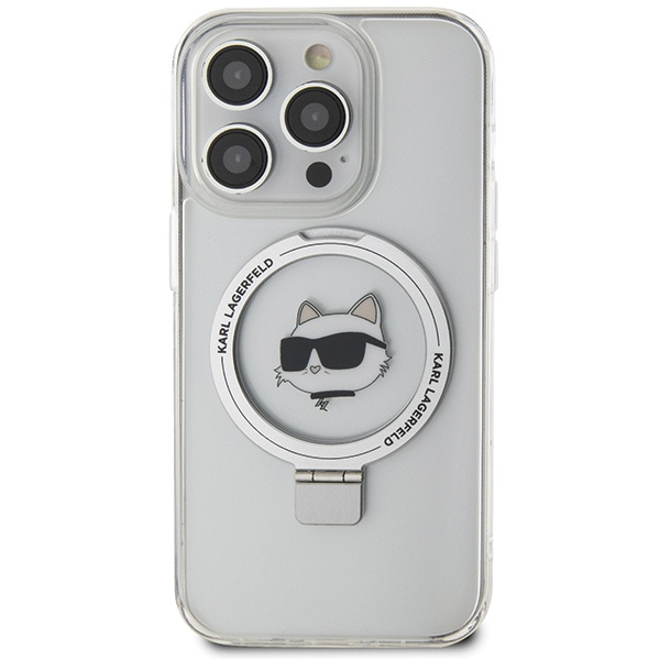 Coque Karl Lagerfeld KLHMP15LHMRSCHH iPhone 15 Pro 6.1" blanc/blanc durcase Ring Stand Choupette Head MagSafe Case